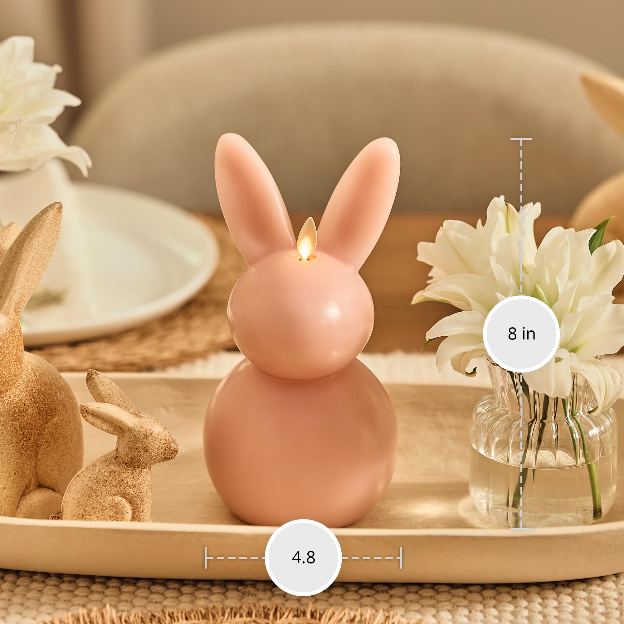 Flickering LED Flame Bunny Candle - AA Batteries