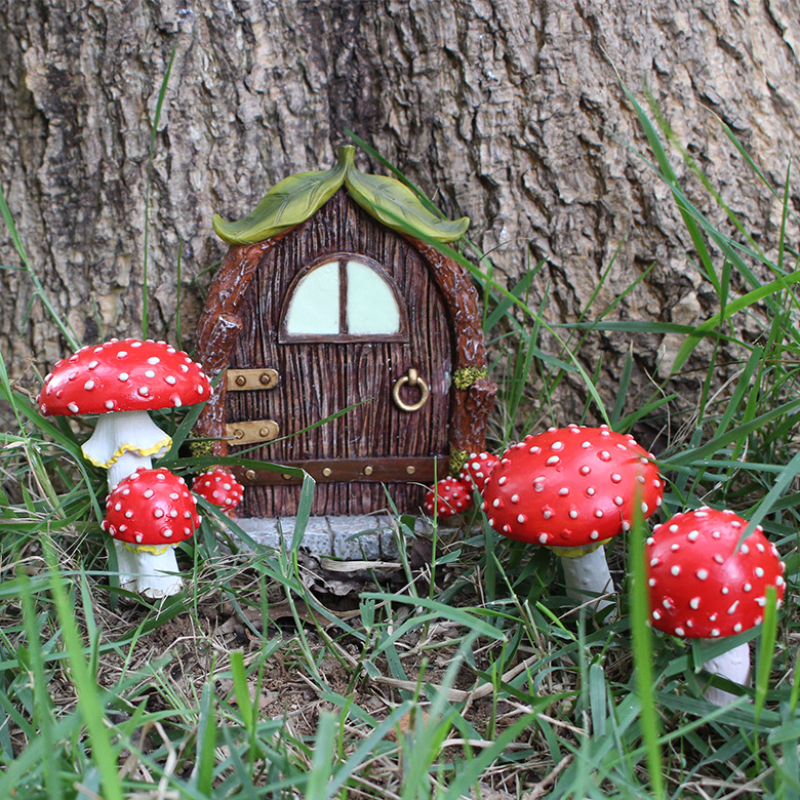 1pc Glow In The Dark Mini Gnome Door Set Secret Dollhouse Door Set Resin Fairy Garden Furniture Set Scene Props Outdoor Decor Accessories For Courtyard Garden Tree Decoration