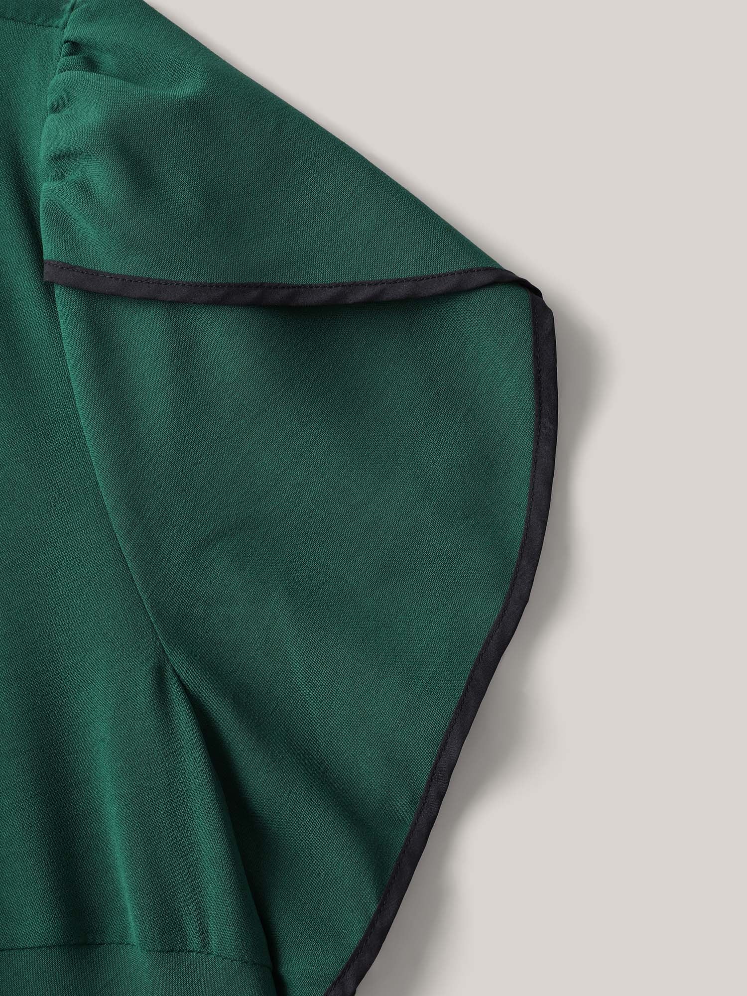 Petal Sleeve Pleated Pockets Midi Dress