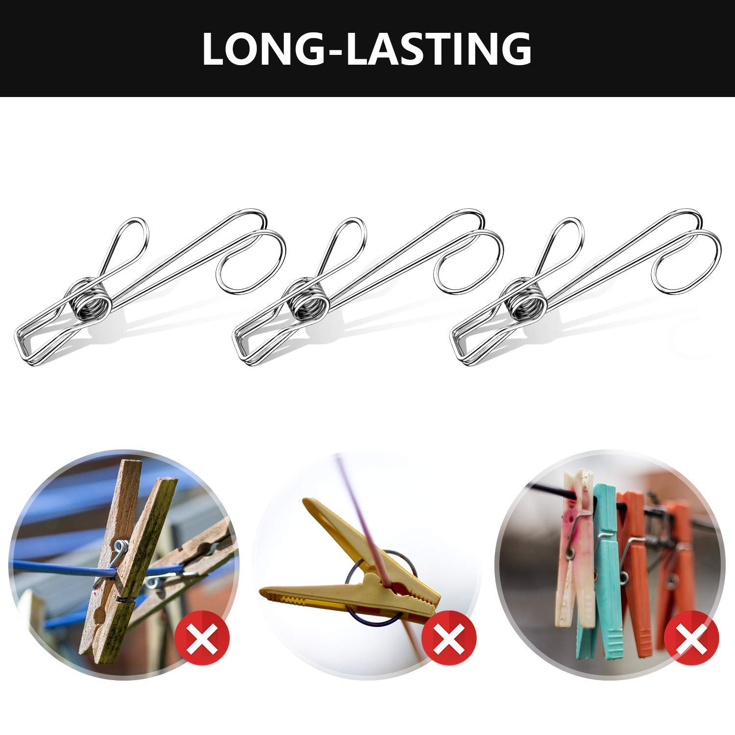💥50% OFF--Last Day Sale--(SET OF 5PCS)Stainless Steel Metal Long Tail Clip With Hooks