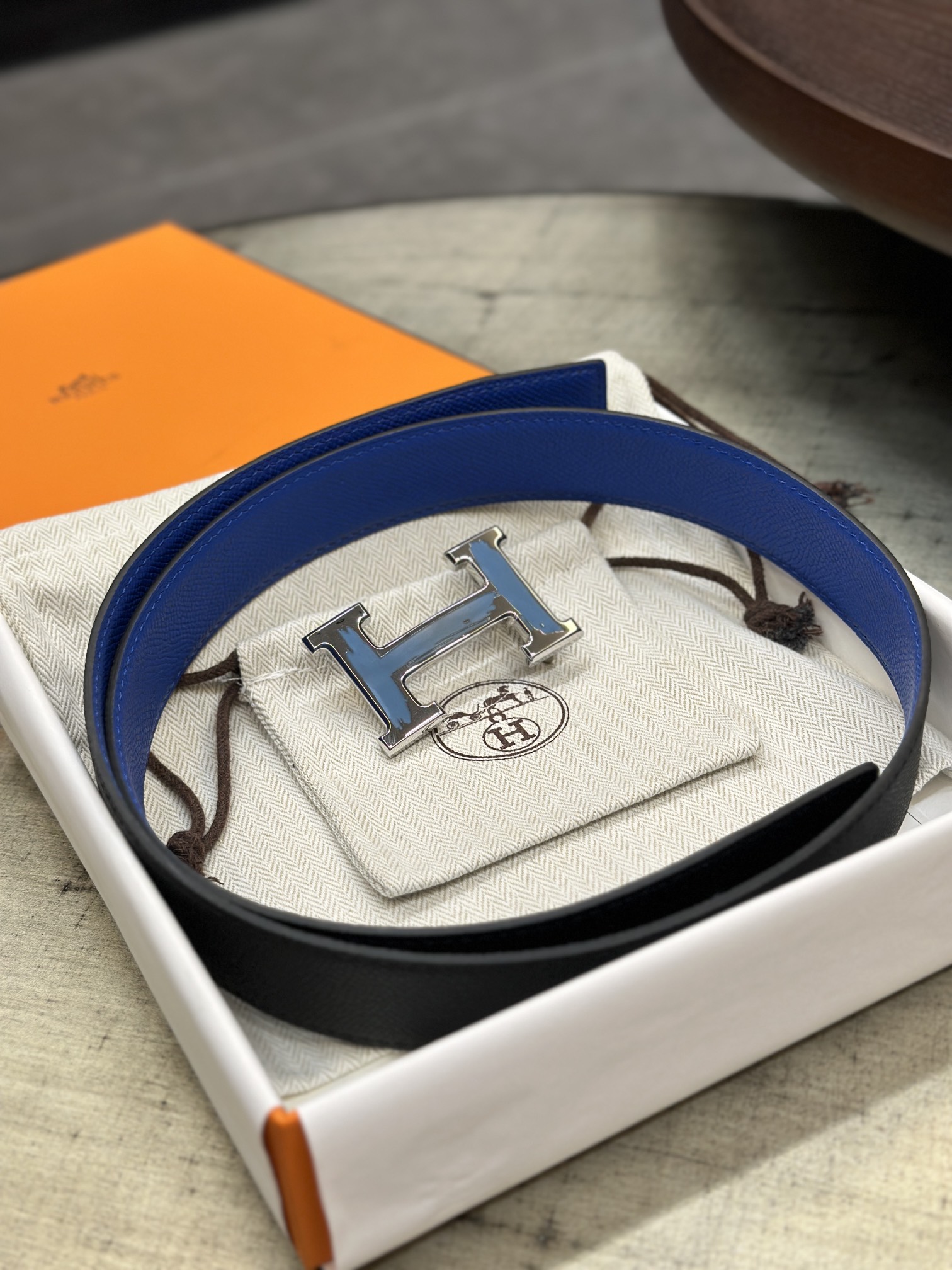 Hermès epsom double-faced calfskin belt 3.2CM wide