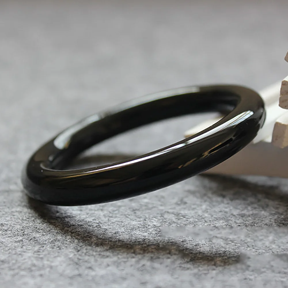 Natural Agate bangle Brazilian Black Chalcedony Round Bracelet High Quality Jade Woman Jewelry Fashion Accessories Free Shipping