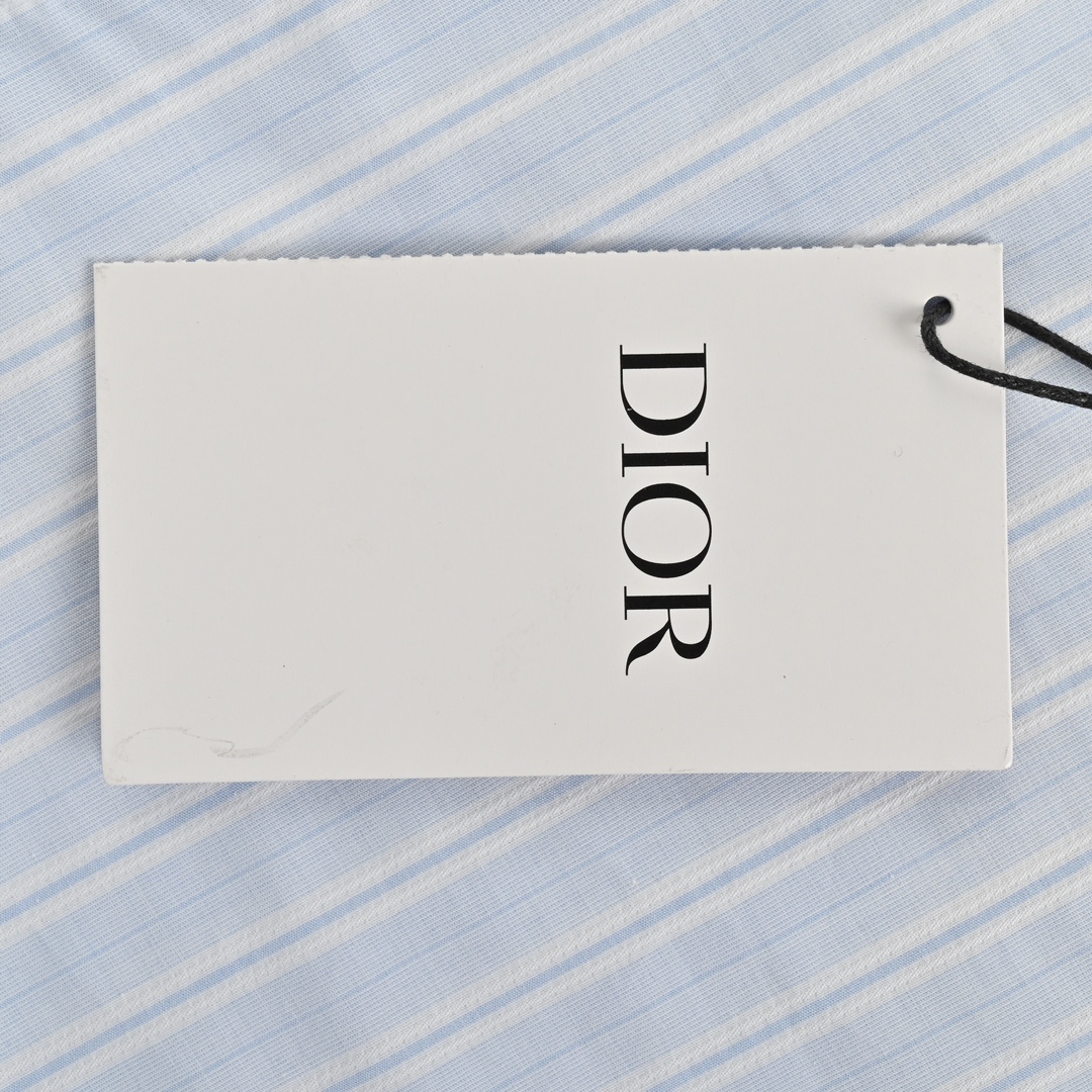 Dior 24ss half-zip small logo embroidered striped short-sleeved shirt