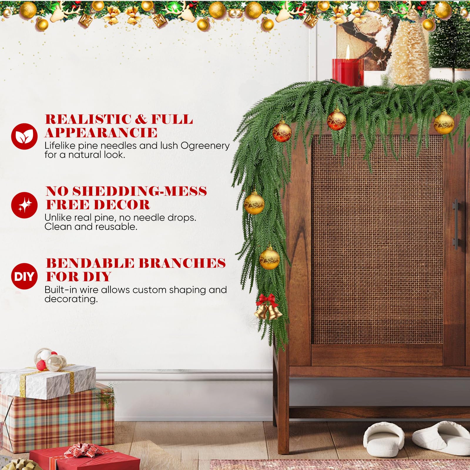 🎅Christmas Pre Sale🎄Pre-Lit 6 Ft Artificial Norfolk Pine Garlands