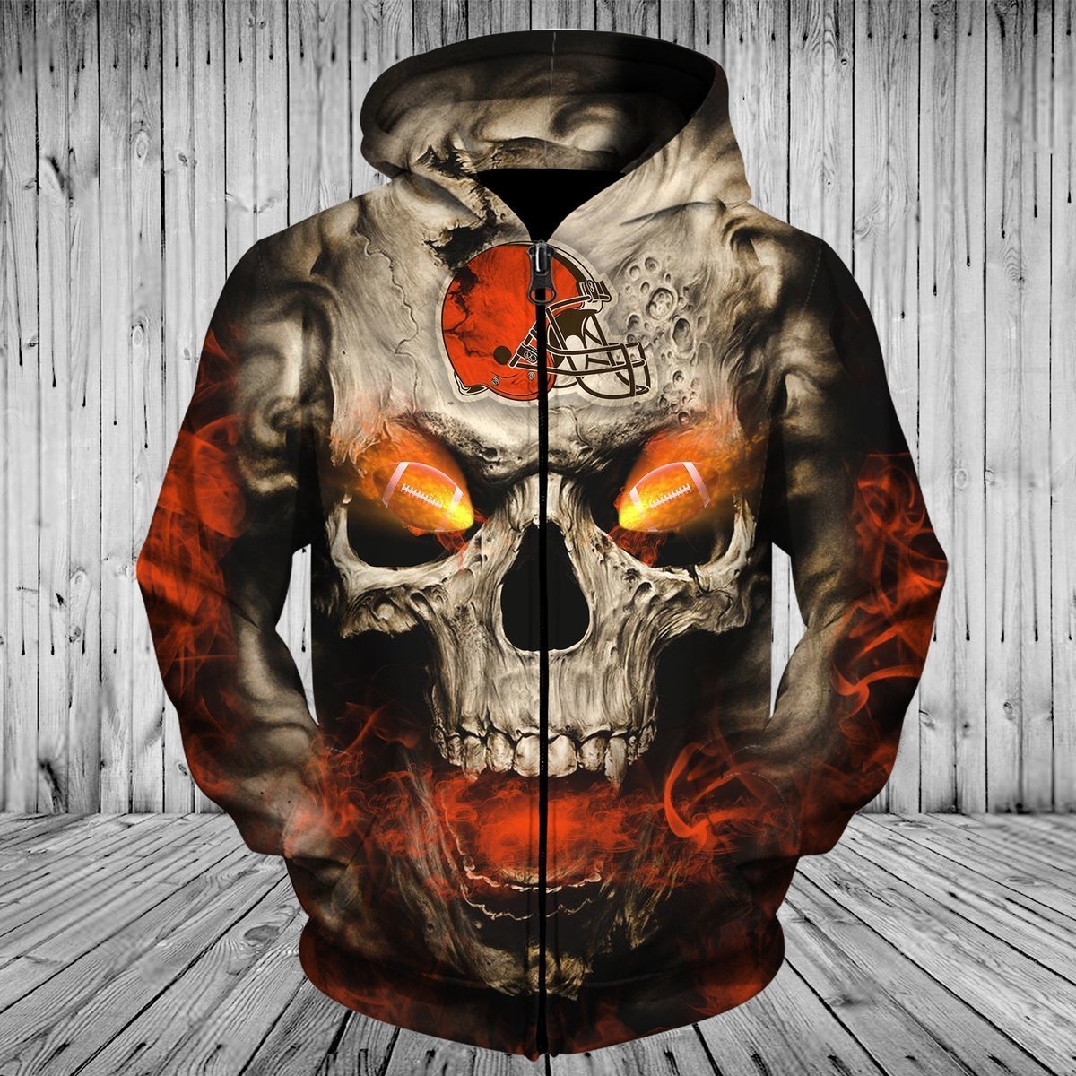BROWNS 3D HOODIE SKULL6