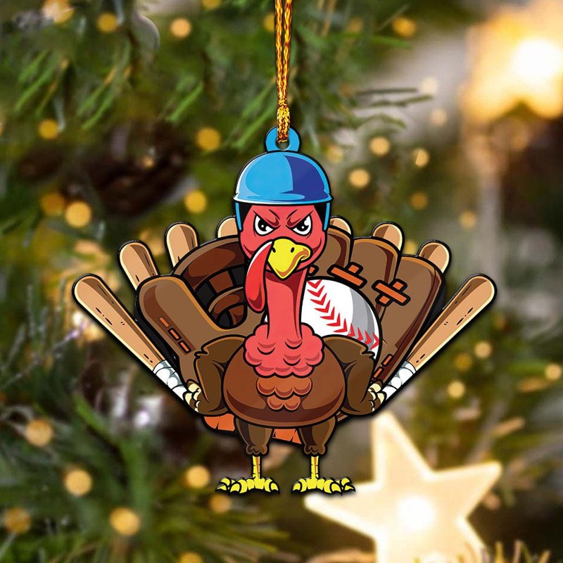 Baseball Turkey Christmas Ornament