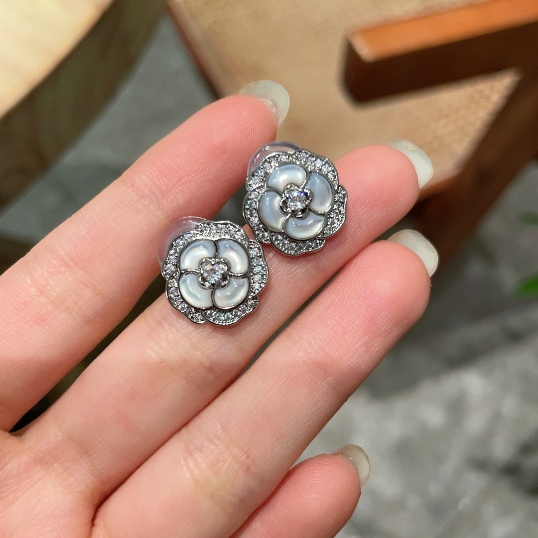 Chanel Water Mother of Water Camellia Diamond Earrings
