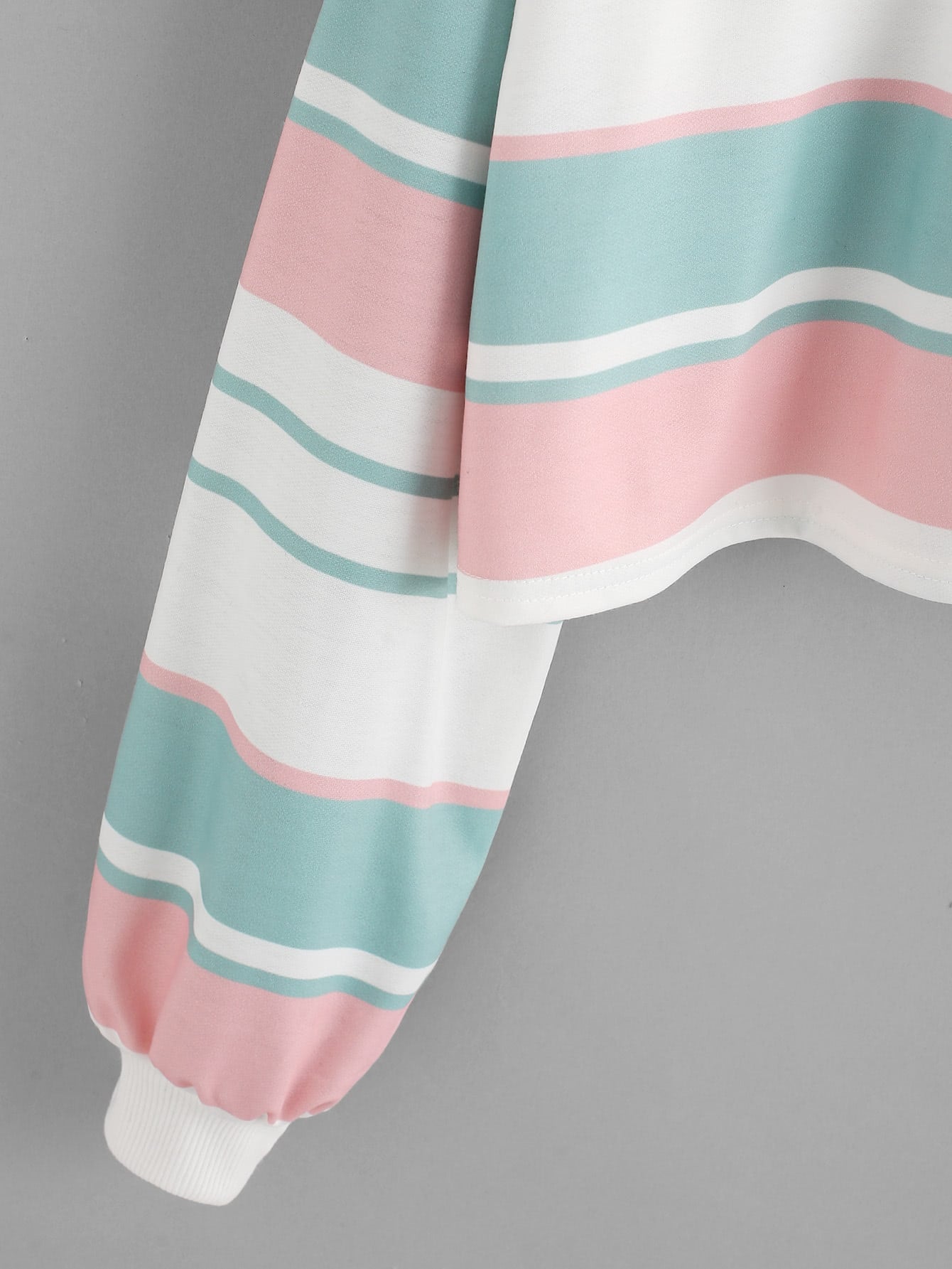 Drop Shoulder Striped Crop Pullover