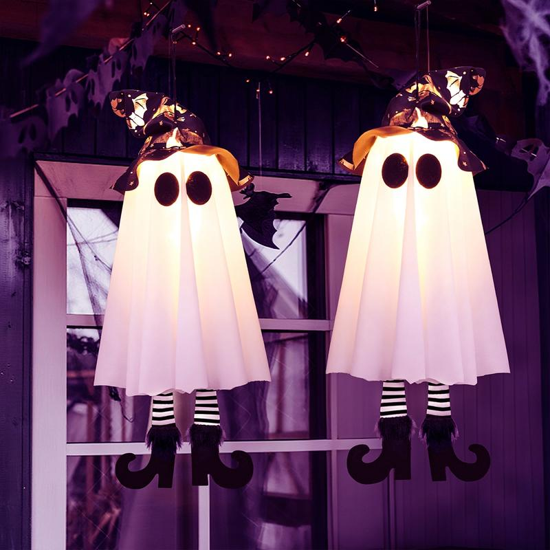 💥ON SALE💥Halloween Hanging Ghost Witch Hat Light – Outdoor Glowing Decor 👻✨