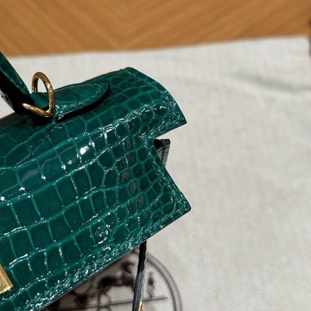 Hermes mini kelly 2 6QVert Emeraude handbag (handmade to order)