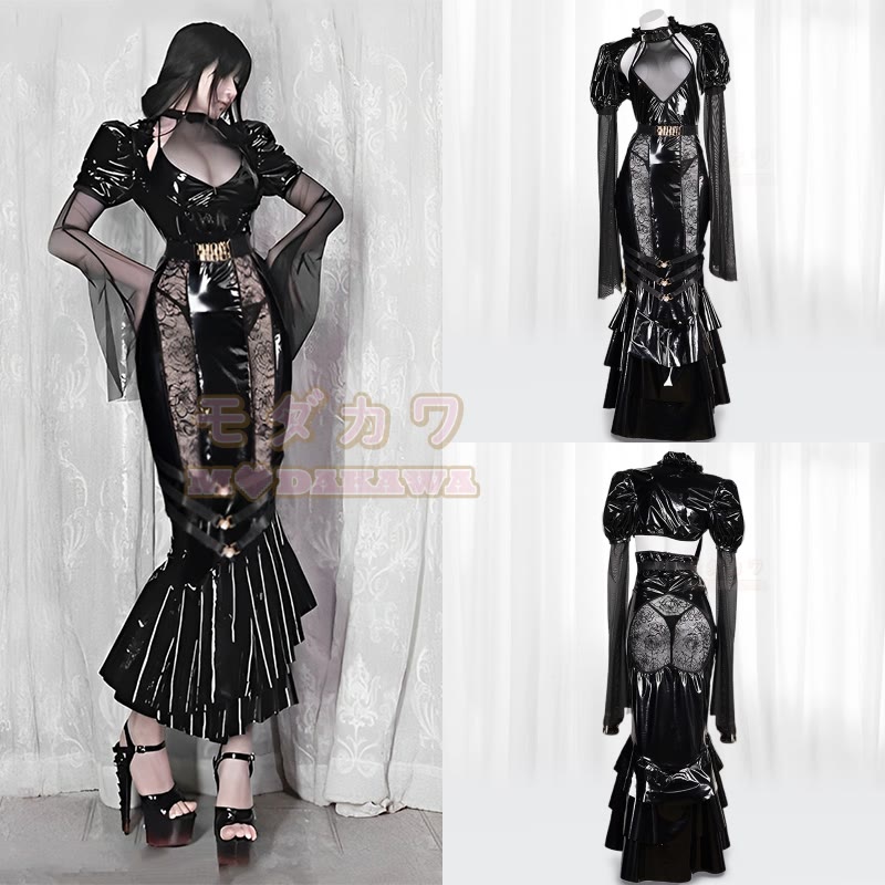 Cosplay Hollow Out PU Leather Dress