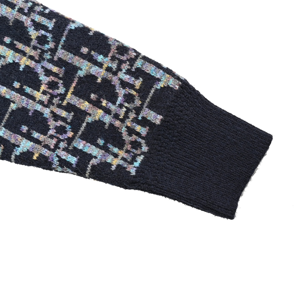 Dior 24Fw all-over monogram jacquard crew neck sweater