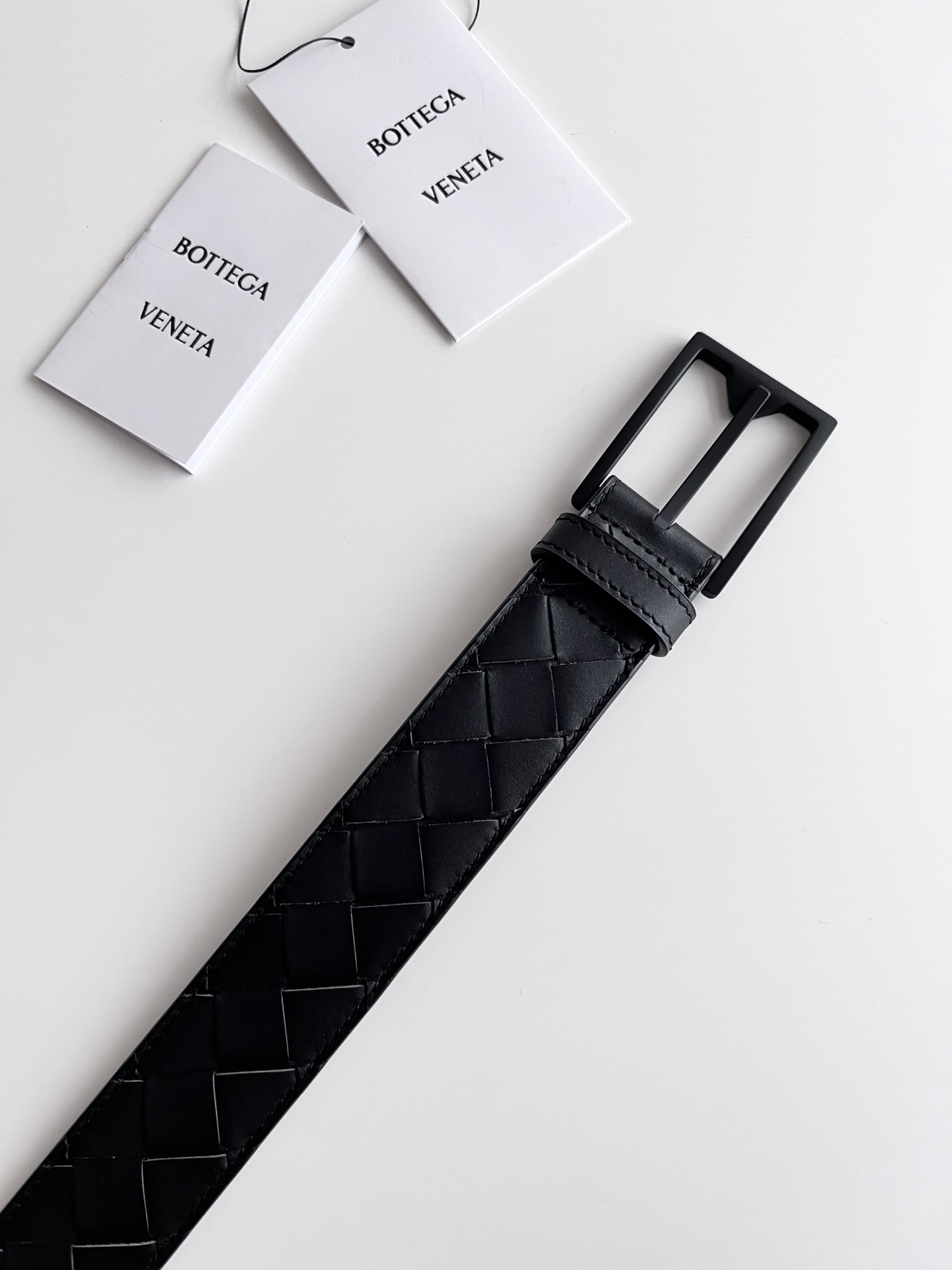 Bottega Veneta intreccio woven cowhide double-sided belt 3.5cm wide