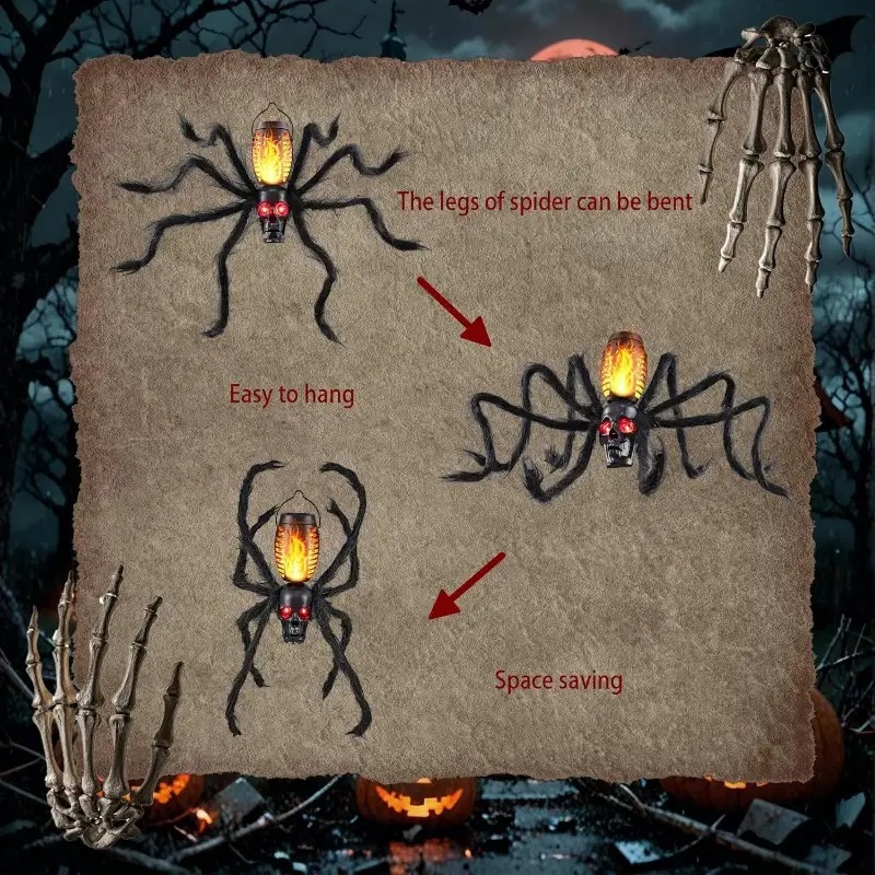 🔥LAST DAY 50% OFF🔥Halloween Skull Flame Light with 8 Spider Tentacles