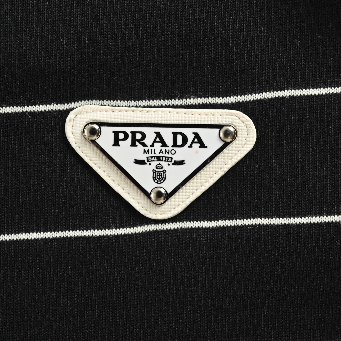 Prada 25ss triangle striped Polo short-sleeved shirt