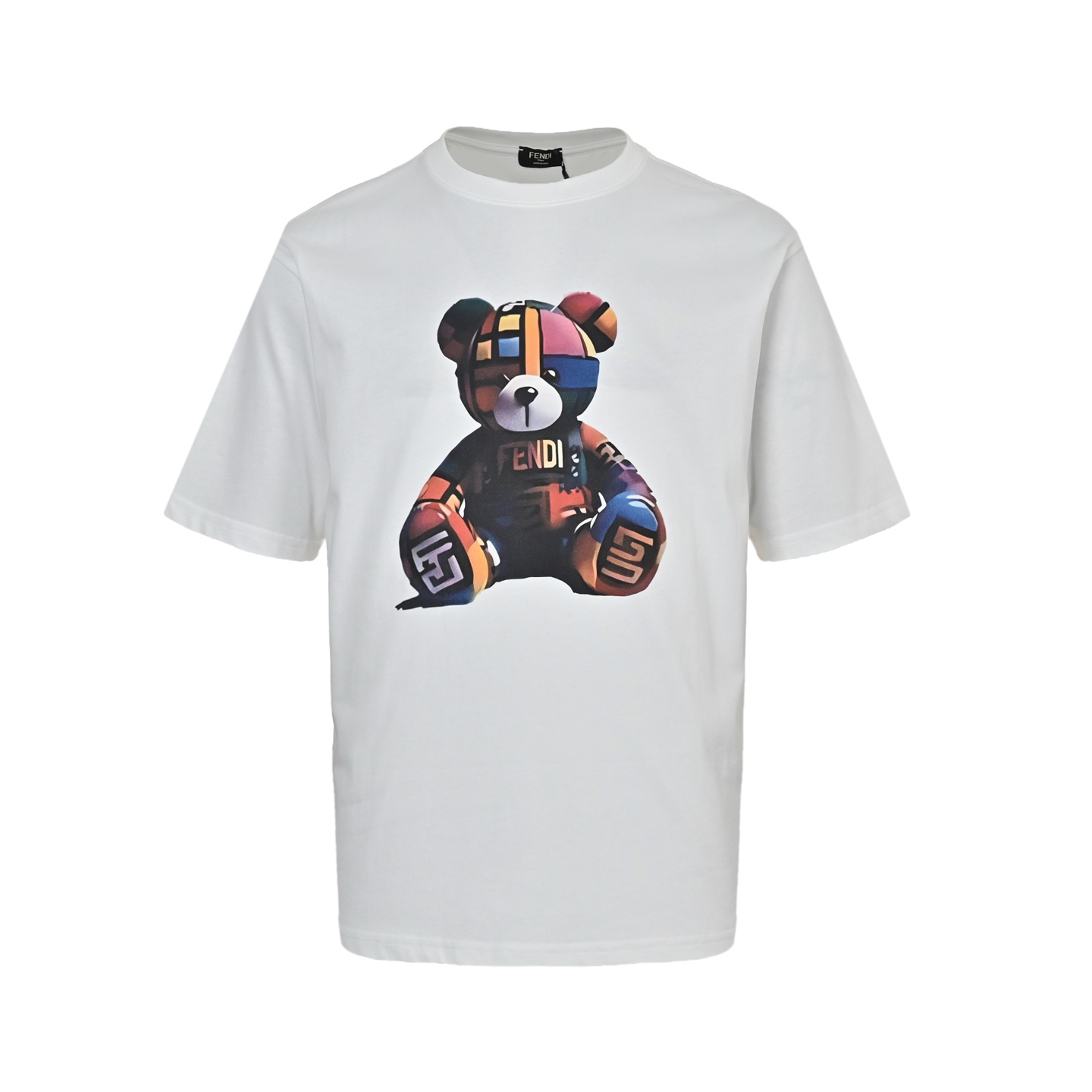 Fendi 25ss colorful bear print short sleeves