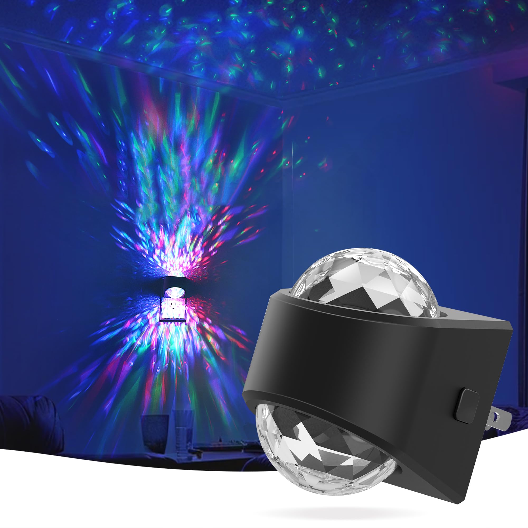 9-Color RGB LED Galaxy Star Night Light Plug into Wall Color Changing Night Light