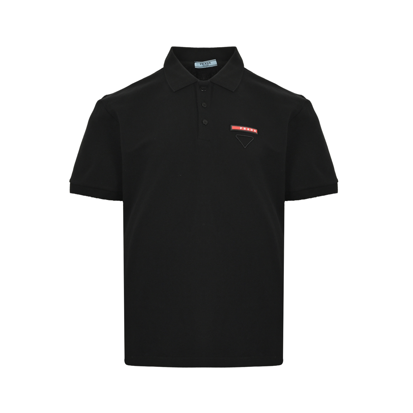 Prada 25ss red silicone trim triangle embroidery Polo short sleeve
