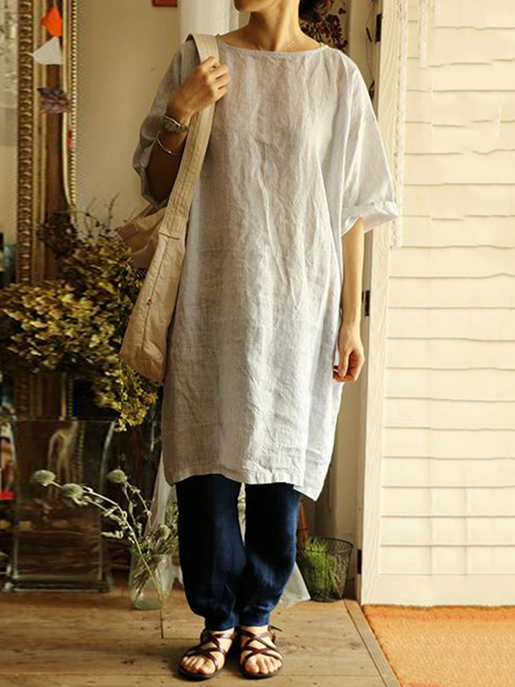Retro Artistic Look Comfy Midi Dress