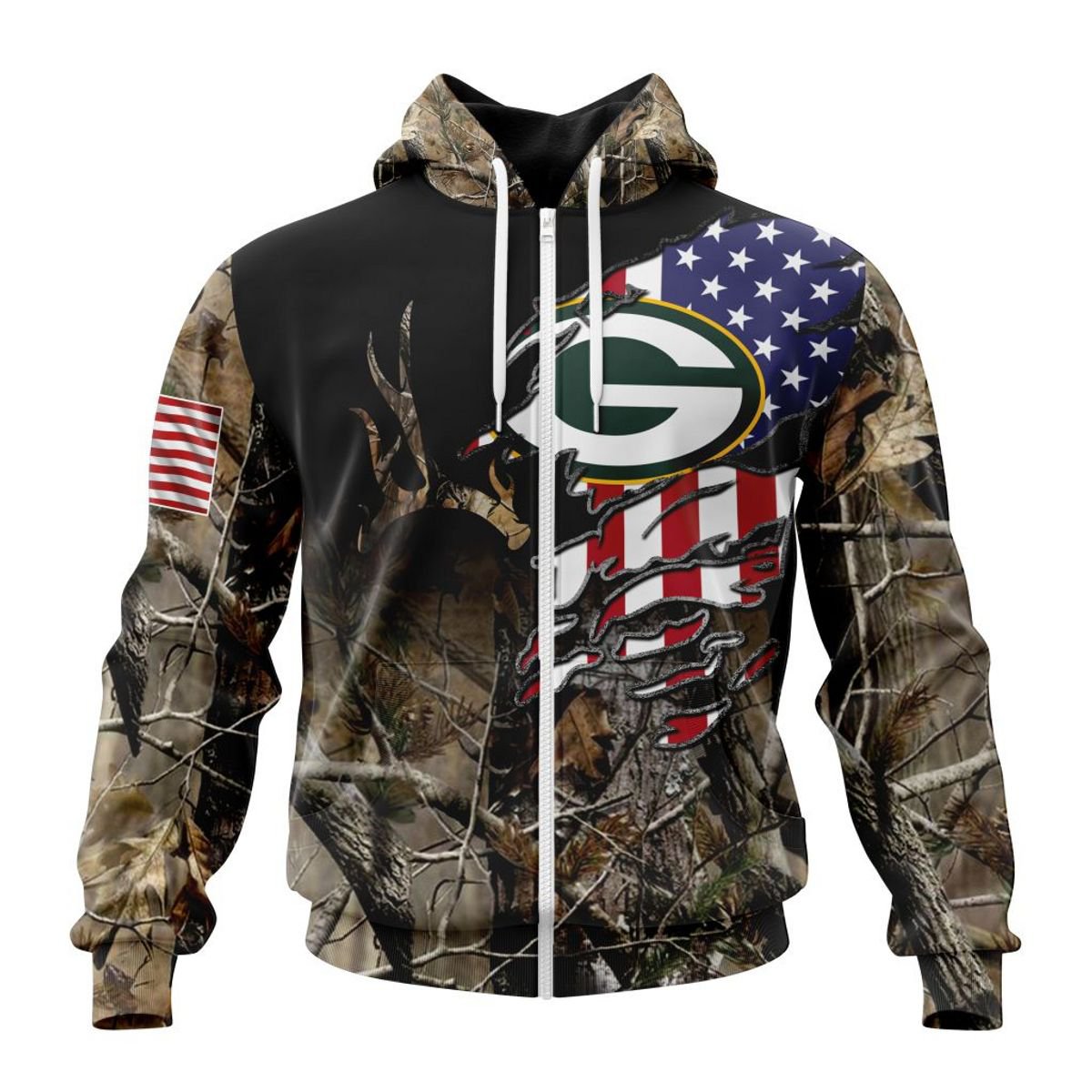 GREEN BAY PACKERS 3D HOODIE CAMO REALTREE HUNTING