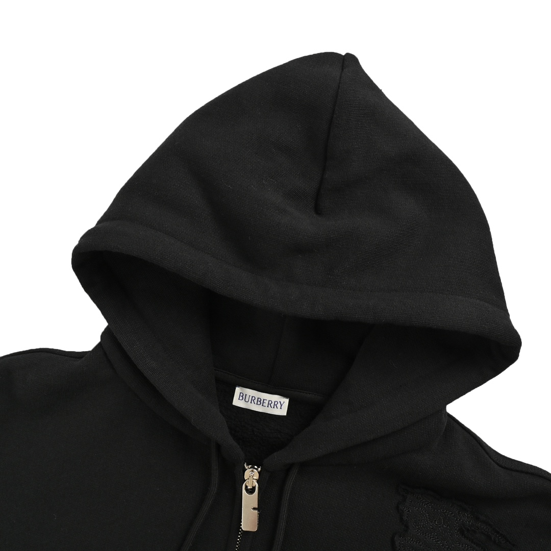 Burberry 24Fw shoulder warhorse patch zip-up hooded sweatshirt jacket