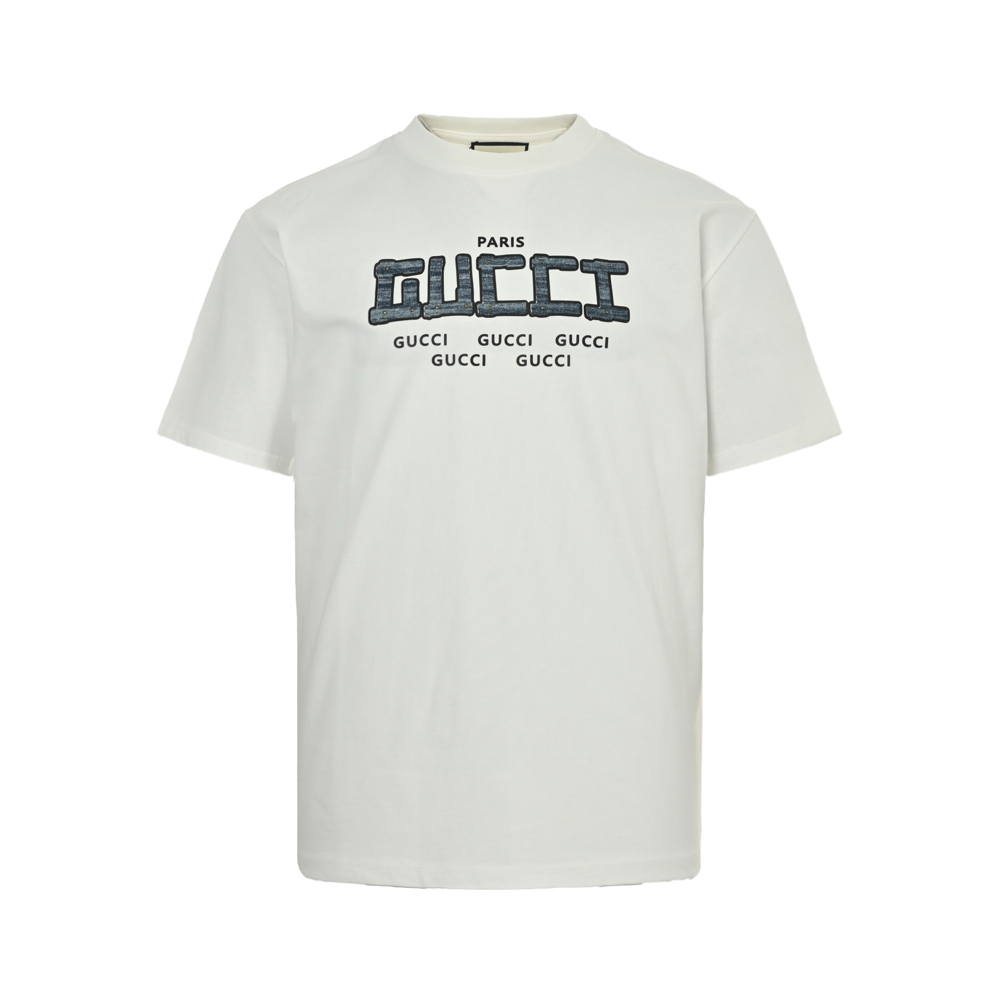 Gucci 25ss denim patch lettering short sleeve