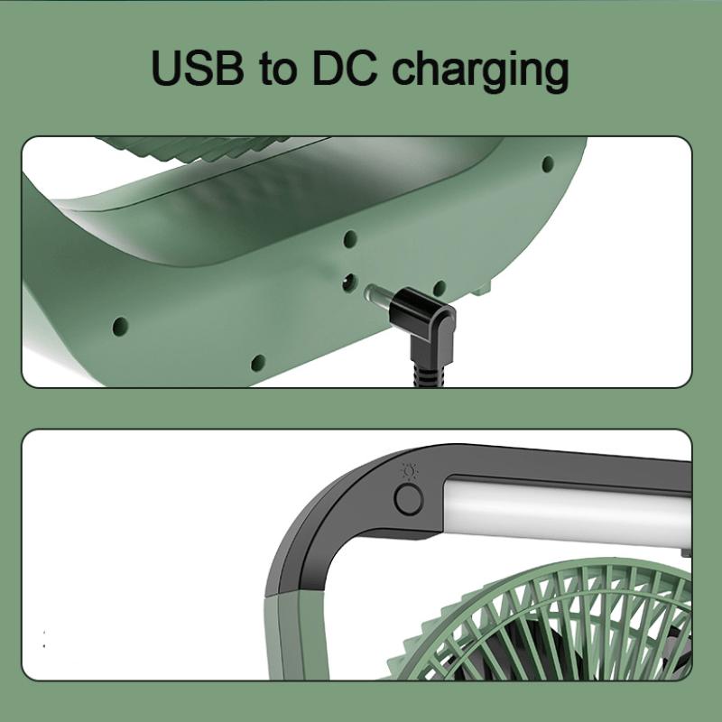 1pc USB Desk Fan, 10000mAh Rechargeable Battery Operated Fan, 4 Speeds Table Fan, 180°Rotation, LED Light, Timer, Portable Fan For Camping,Traveling