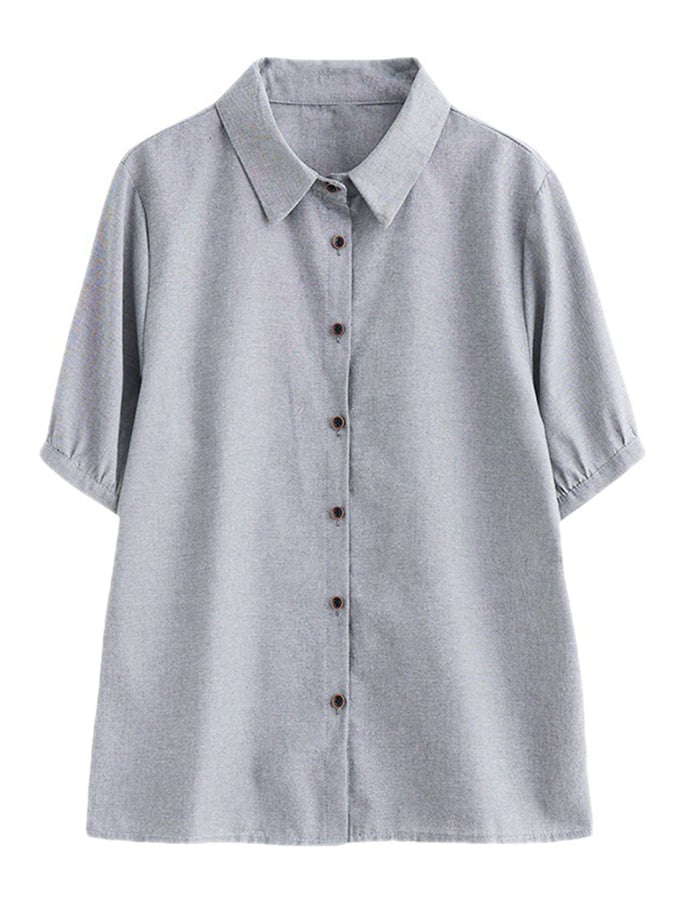 Women's Irregular Hem Round Neck Casual Cotton And Linen Shirt