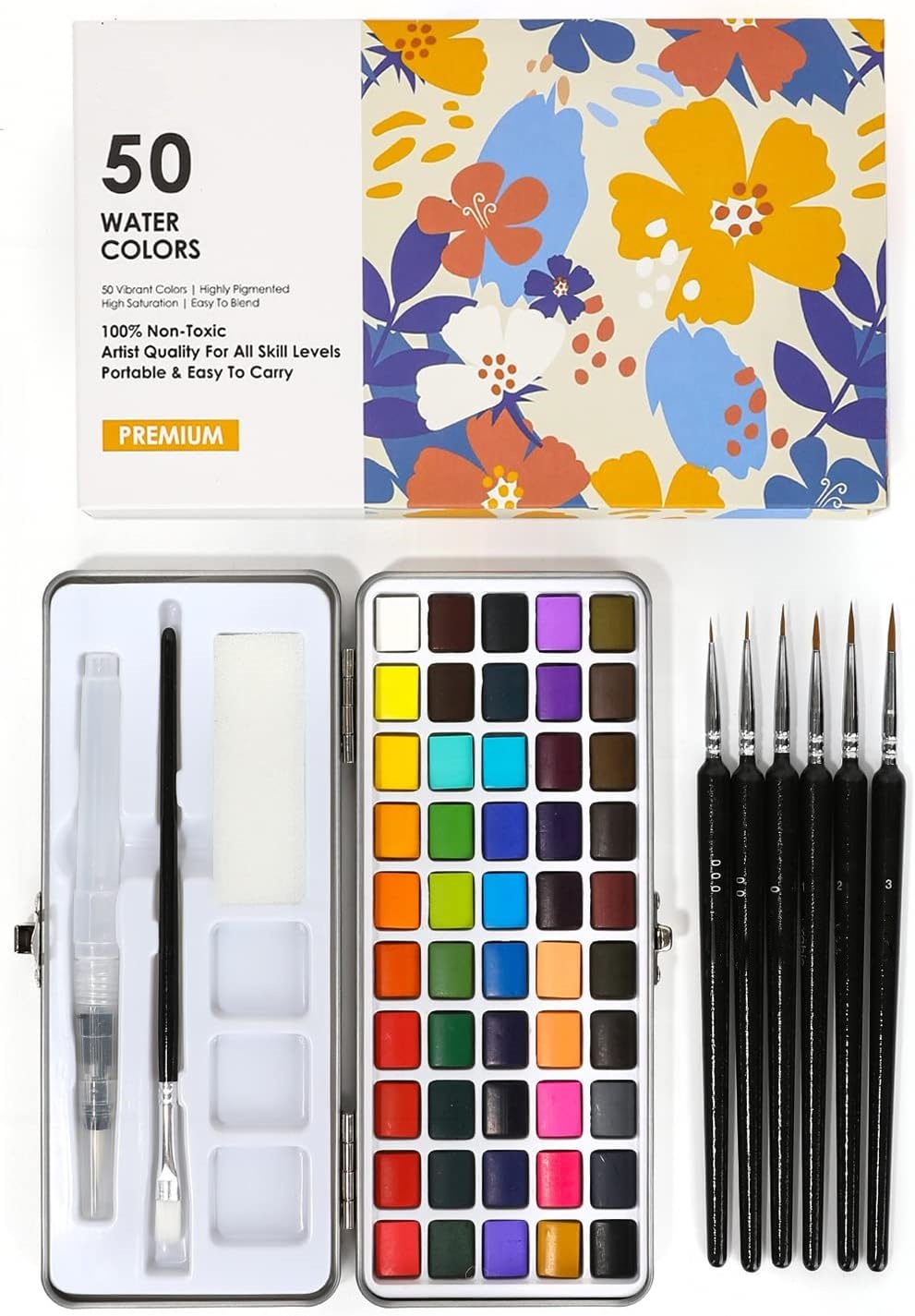 Perfect Starter Kit for Painting - Premium Watercolor Paint Set - with Water Brush Pens and Brush