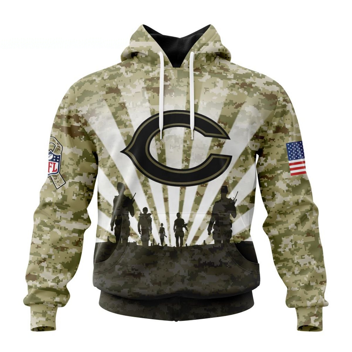 CHICAGO BEARS 3D HOODIE HONOR VETERANS