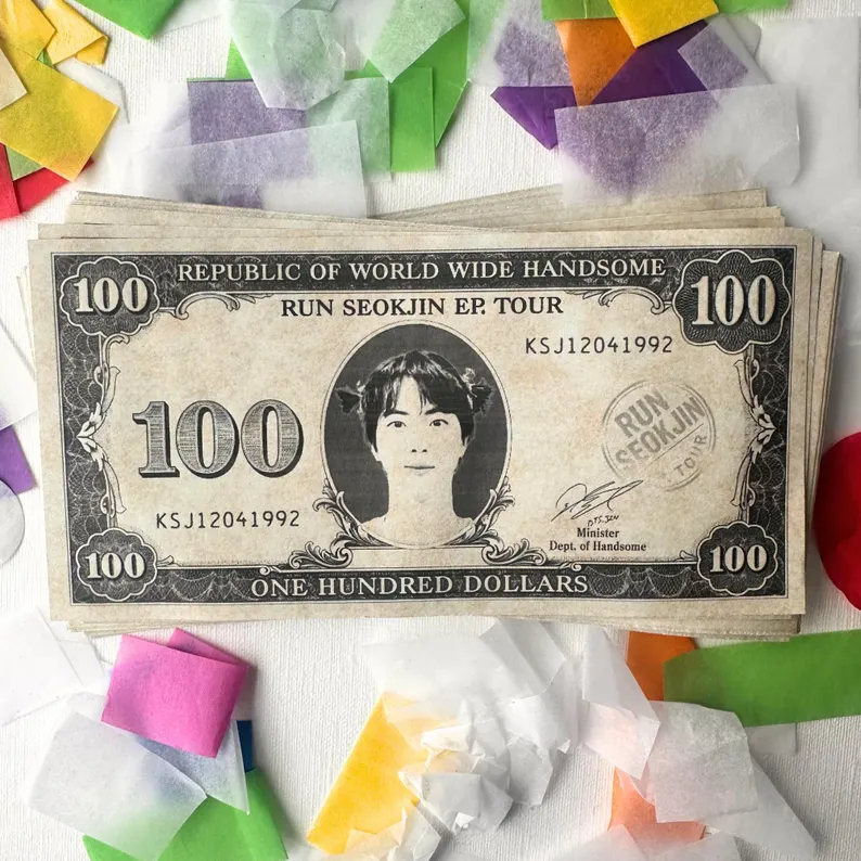Jin Run Seokjin Tour Dollar Bill Play Money