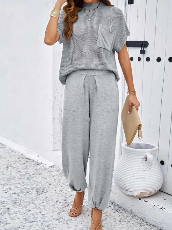 New Product Fashion Spring And Summer Temperament Casual Pure Color Wool Long Trousers Suit