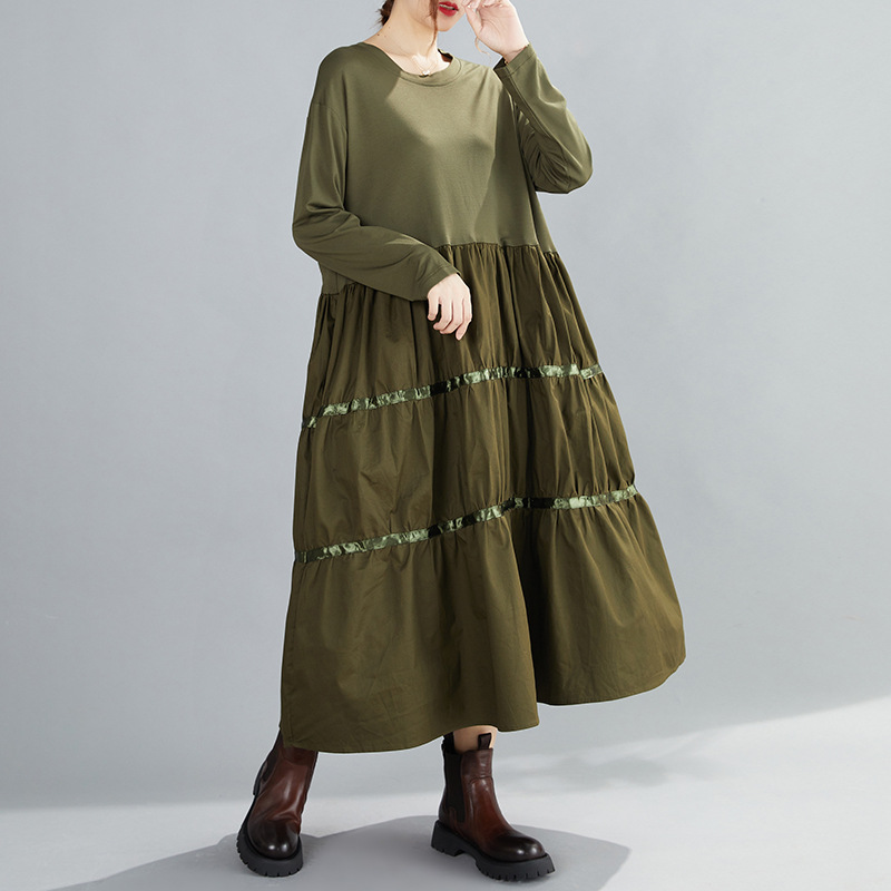 Solid Color Simple Loose Casual Midi Dress