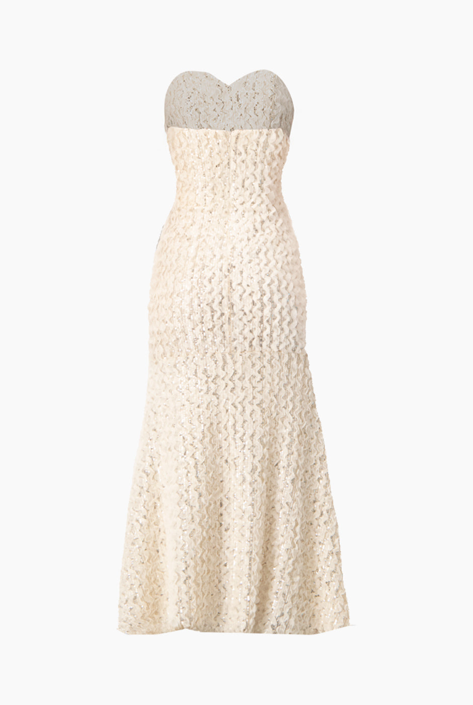Vestido largo strapless natural