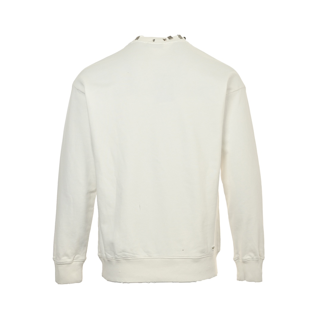 Balenciaga 24Fw pierced collar rivet crew neck sweatshirt