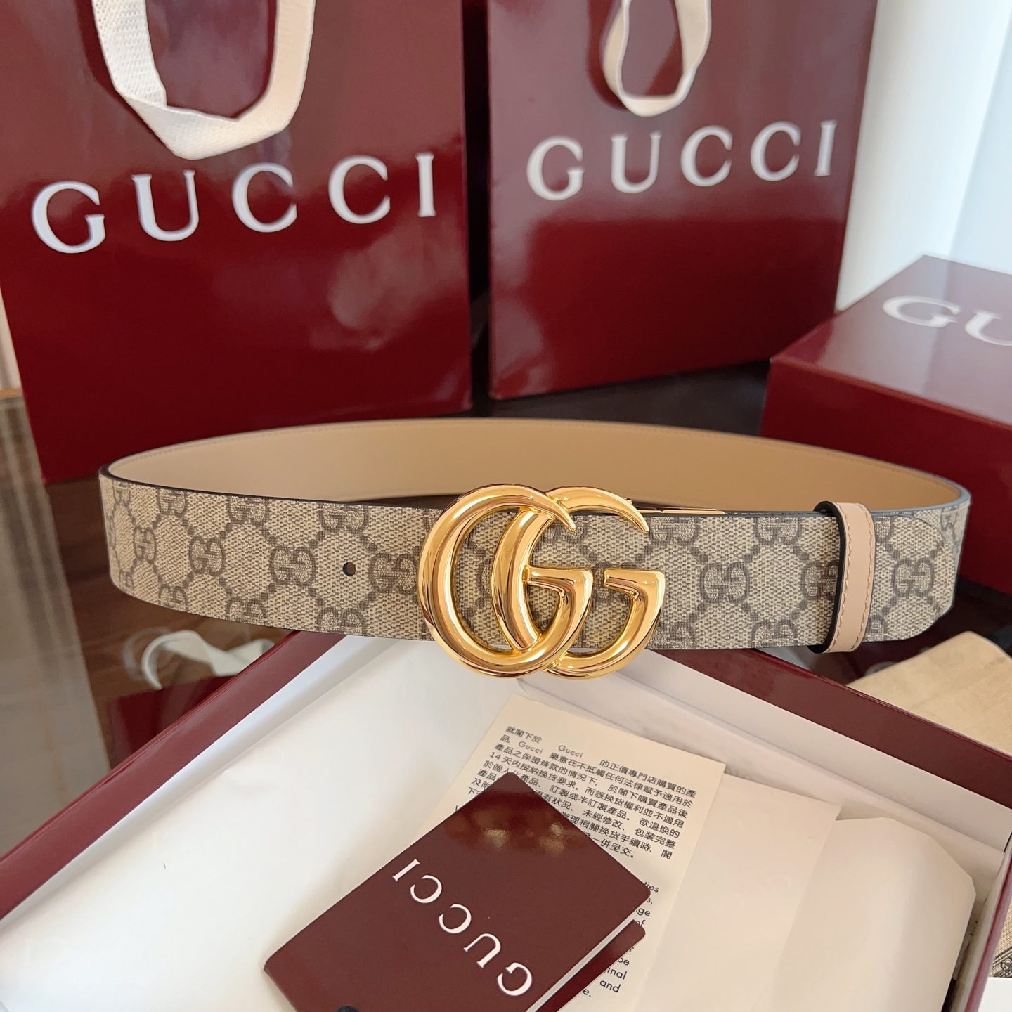 Gucci 2025 new double G buckle leather belt width 3.7cm