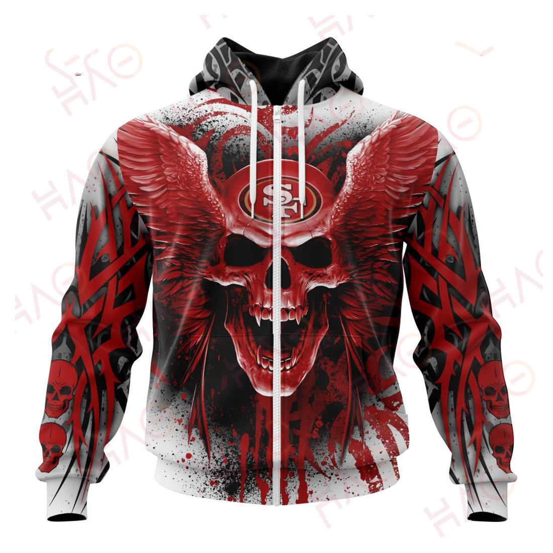 SAN FRANCISCO 49ERS 3D HOODIE SKULL ART