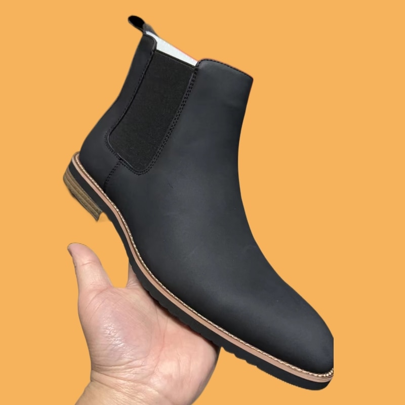 Yellow Round Toe Slip-On Men Short Boots