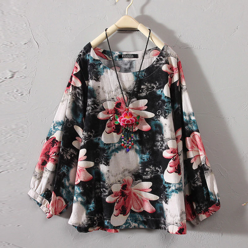 Plus Size Casual drukowany długi rękaw dla kobiet
