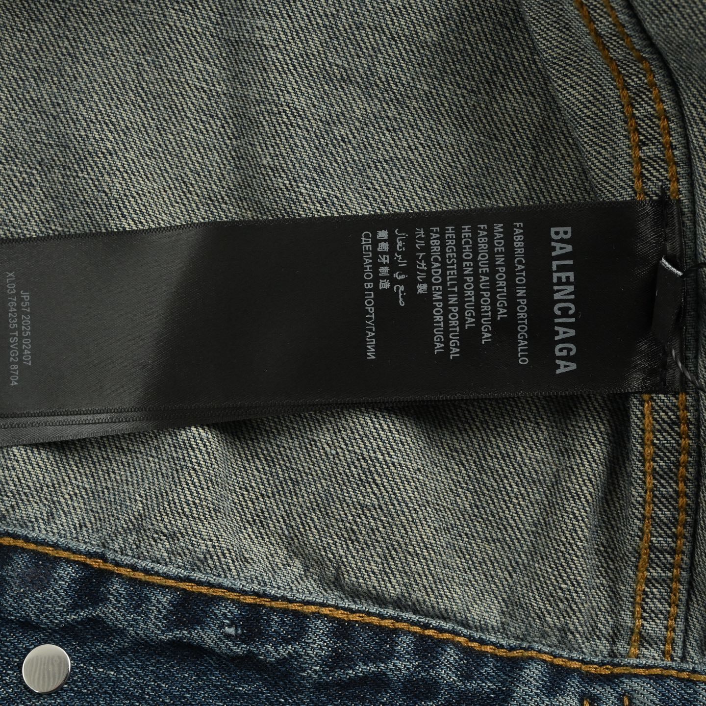 Balenciaga 25Fw blue denim jacket with silver tape print