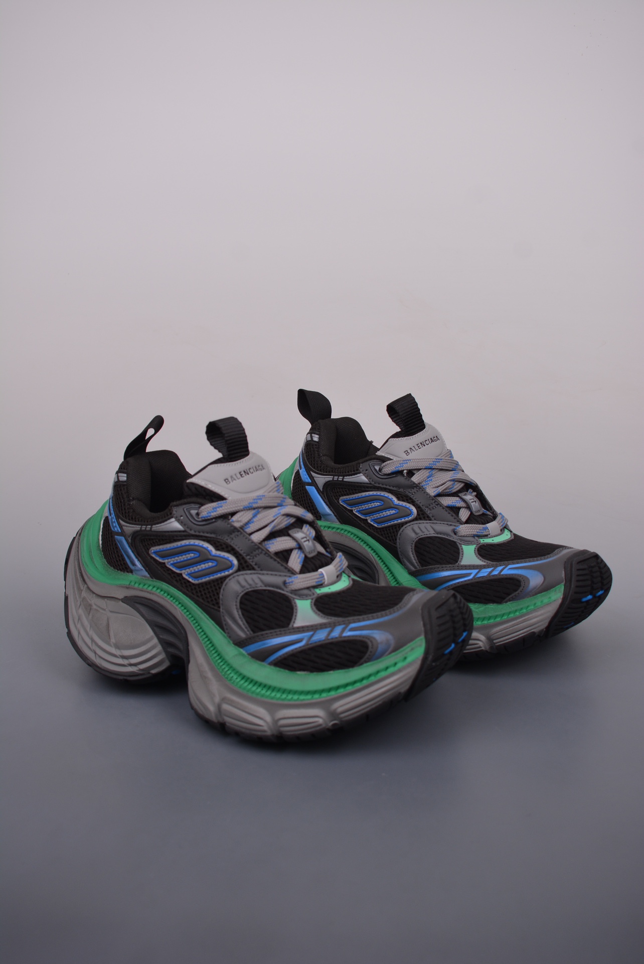 BALENCIAGA Cargo Sneaker 10XL Black Blue Green Distressed