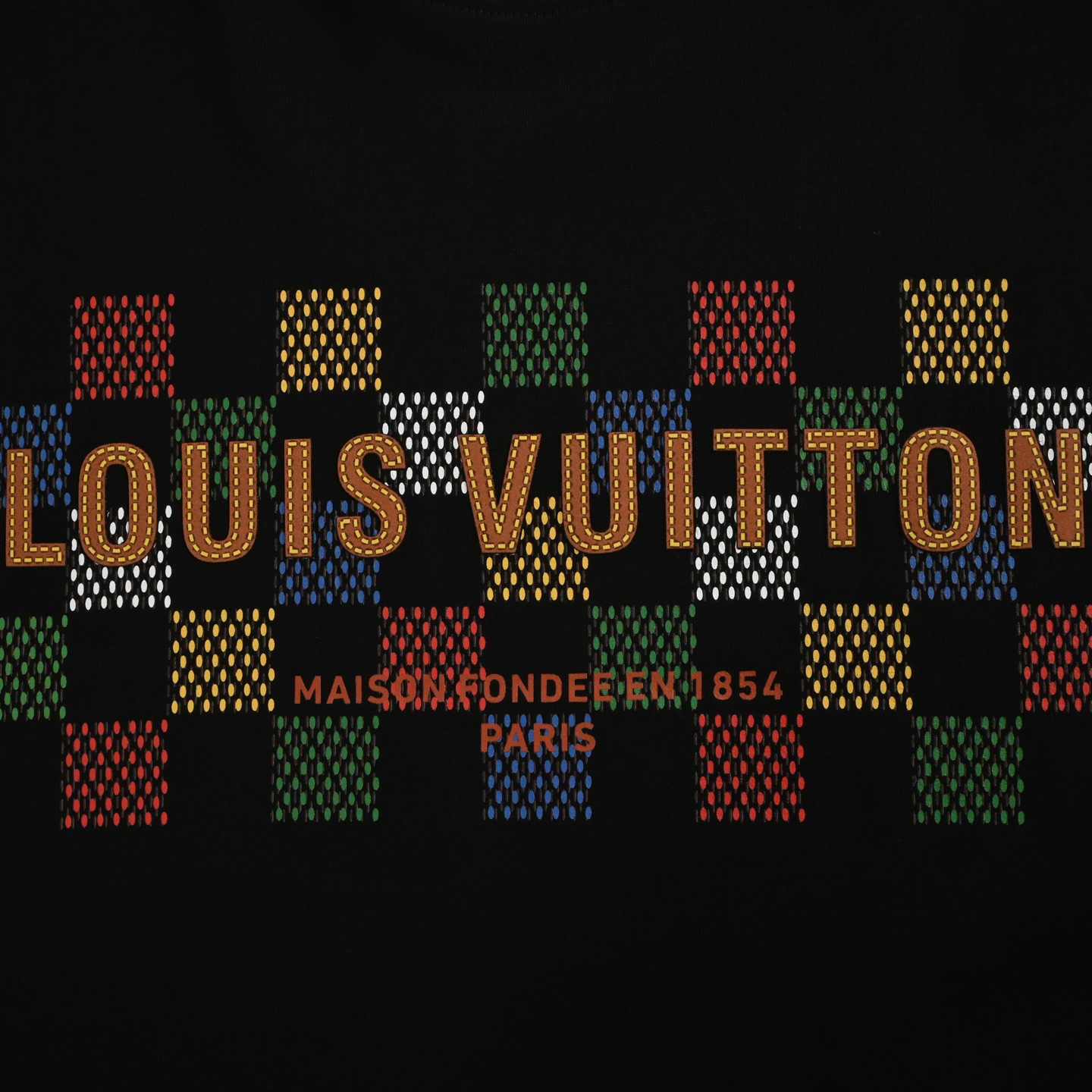Louis Vuitton 25ss colorful checkerboard lettering laminated short sleeves
