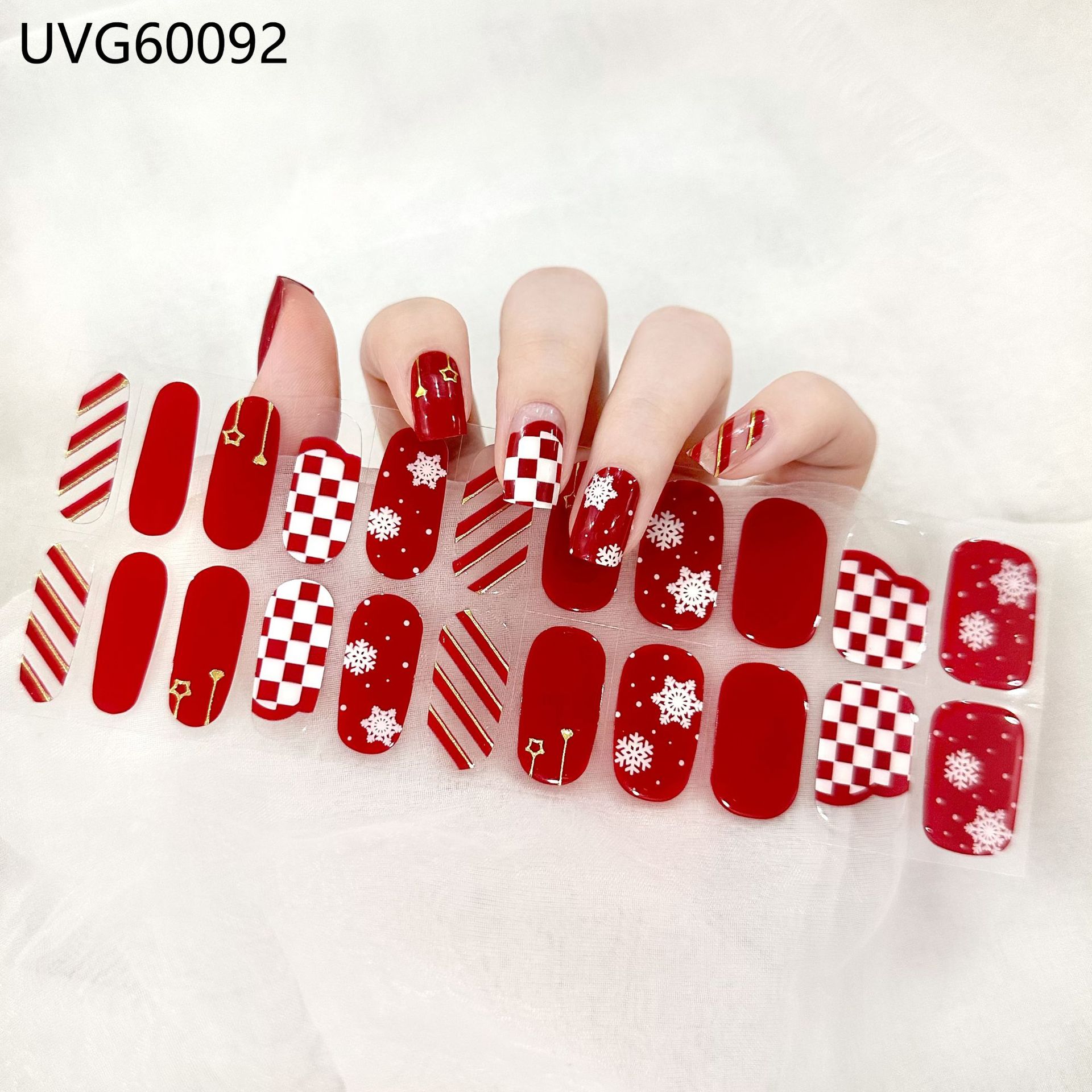 Semi Cured Gel Nail Strips, 22 pcs Nail Wraps, Glaze Gel Nail Stickers