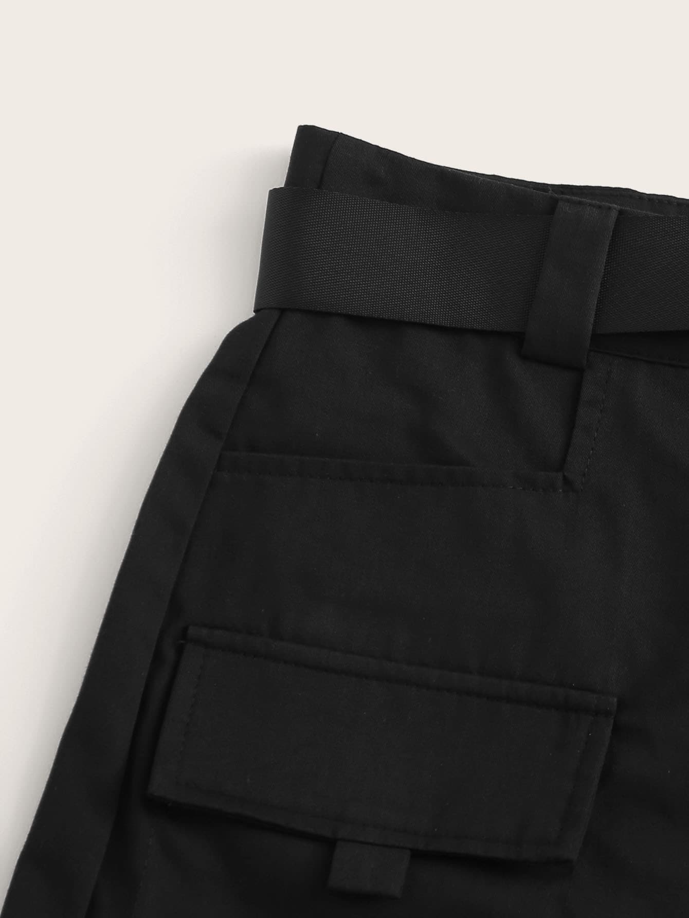 SHEIN 70s Waist Belted Pocket Utility Shorts