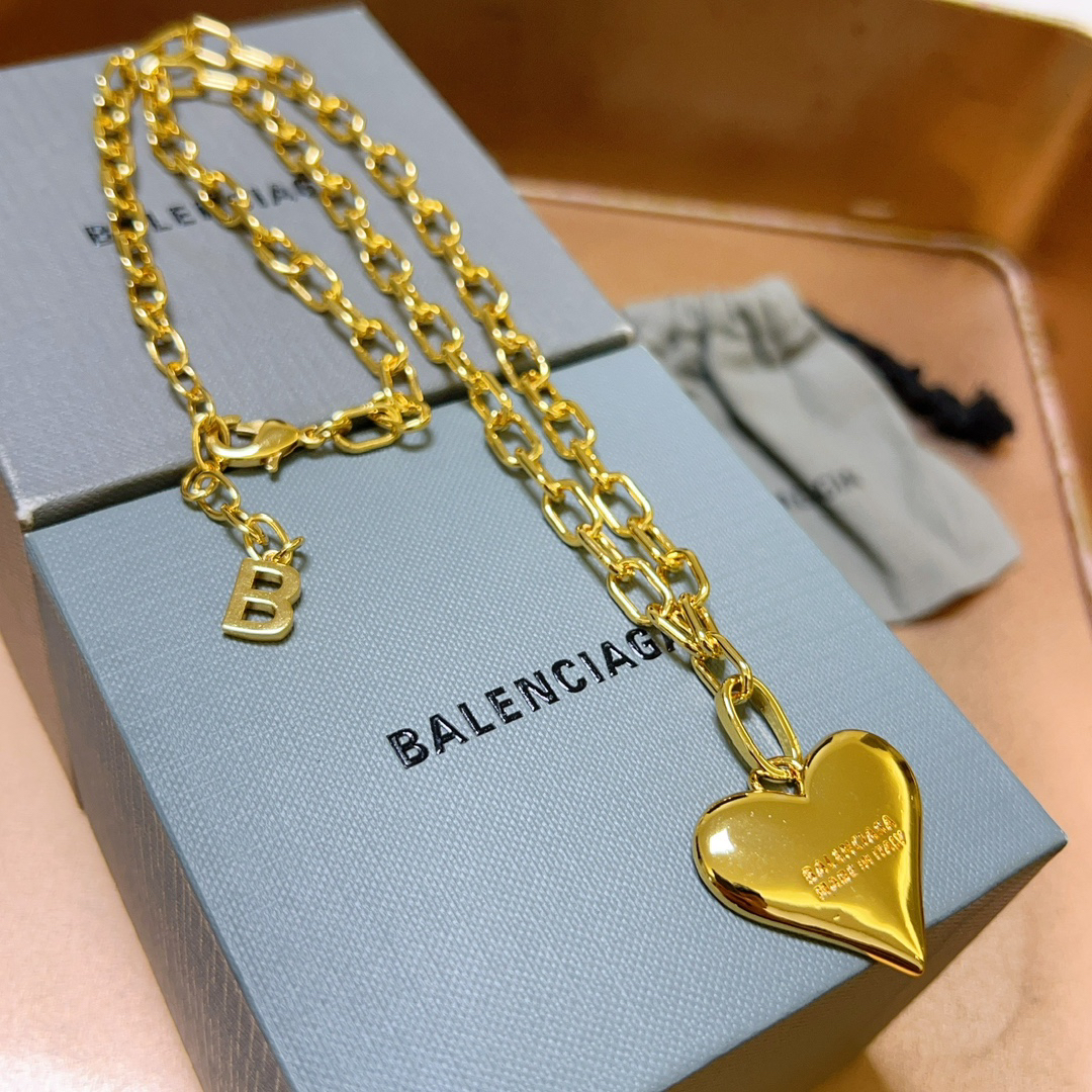 Balenciaga Heart Gold Chain Necklace