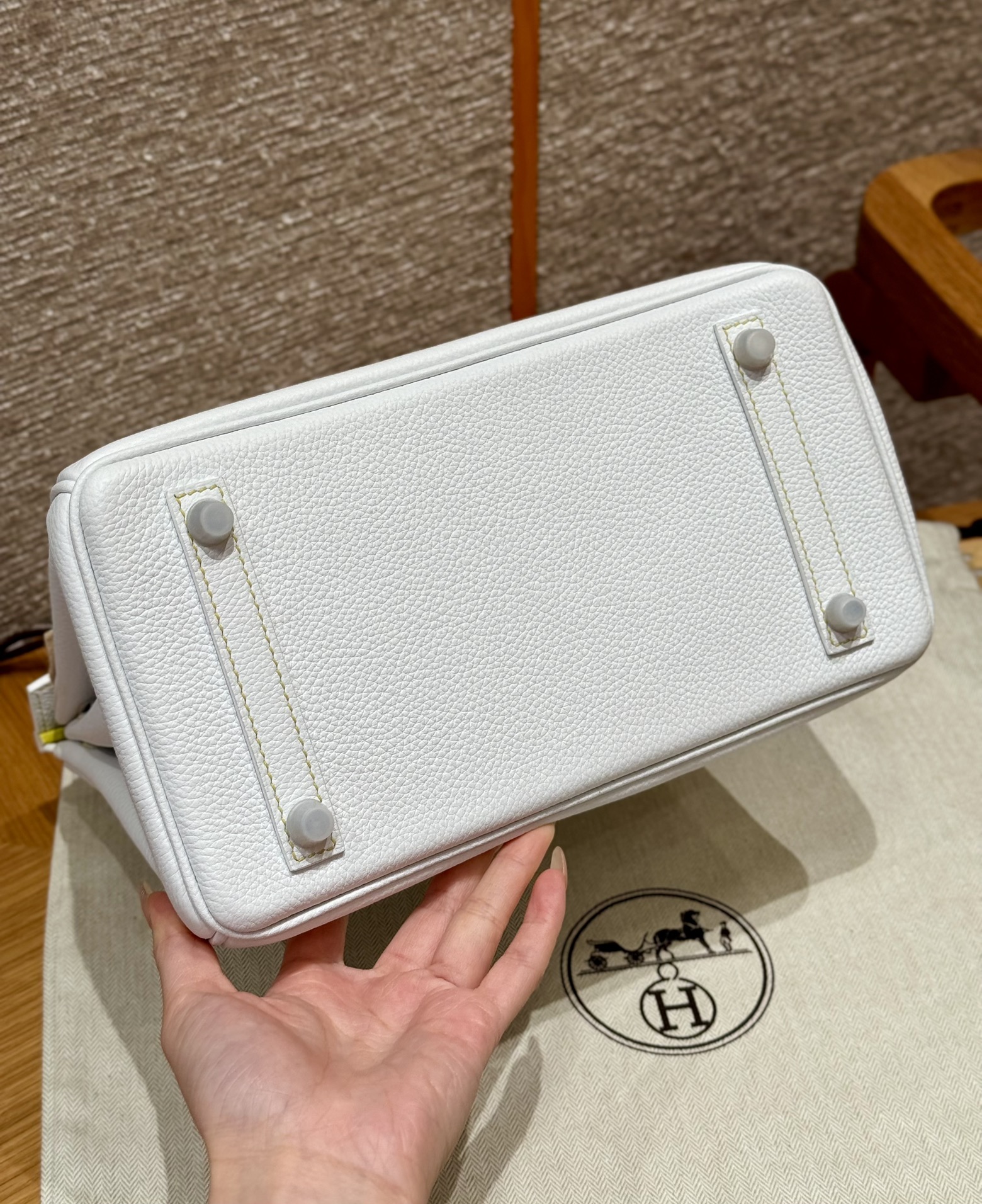 Hermès Birkin 01Blanc9RLime Handbag (Handmade to order)