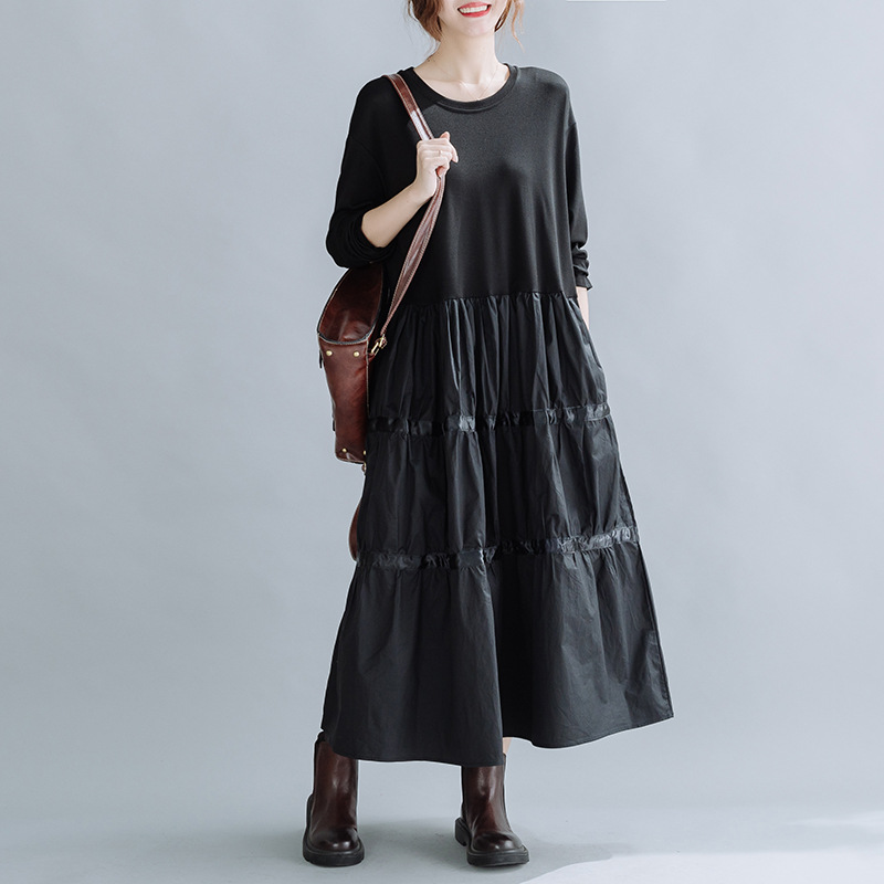 Solid Color Simple Loose Casual Midi Dress