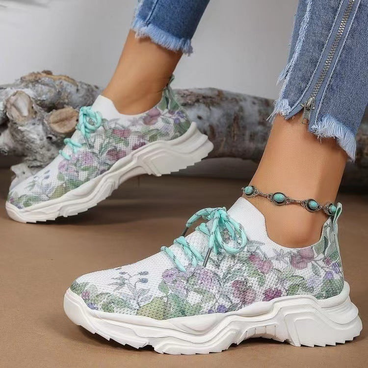 New Flyknit 3D Printed Slip-on Running Shoes Featuring Floral Patterns