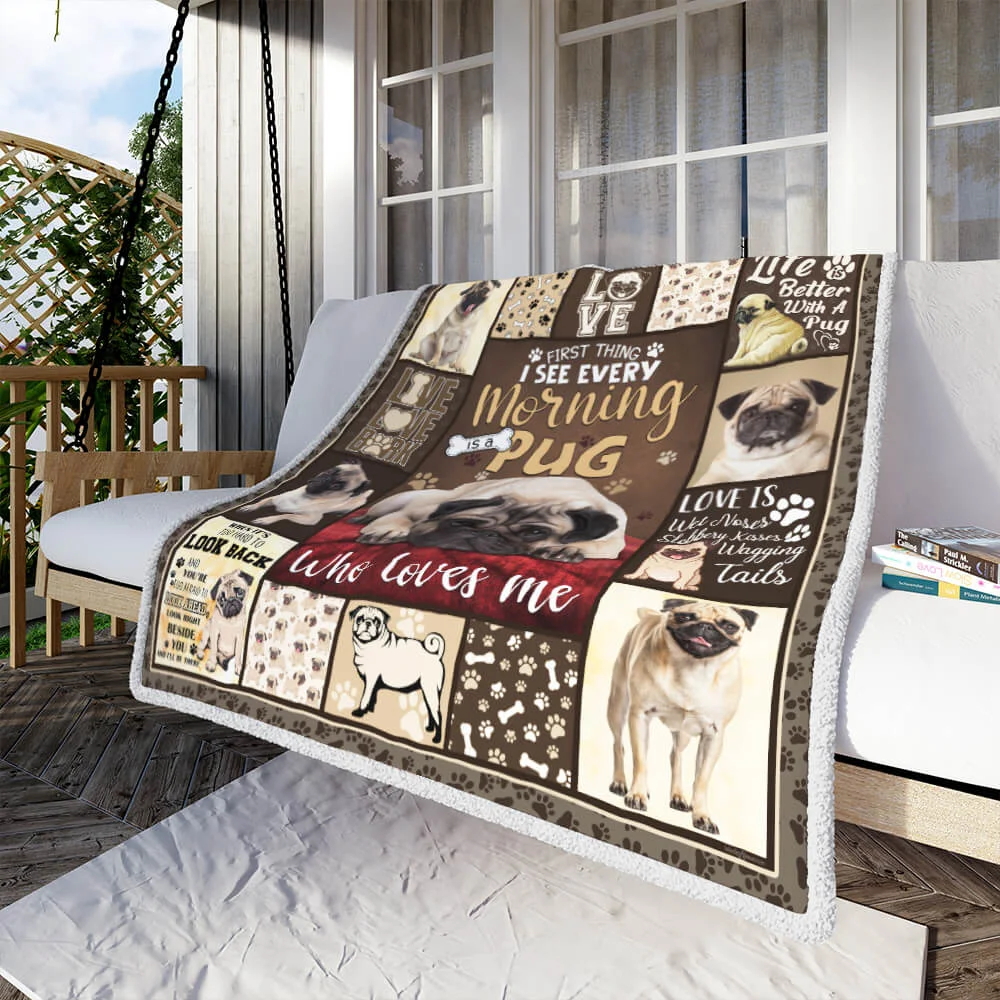 A Pug Who Loves Me Sofa Throw Blanket