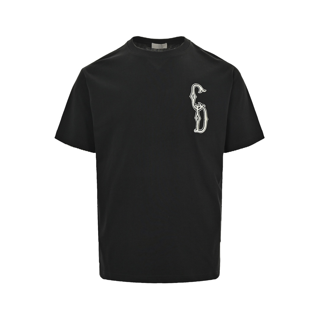 Dior 24ss gold thread embroidered CD short sleeve